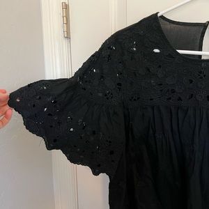 Anthropologie Maeve embroidered flutter sleeve top